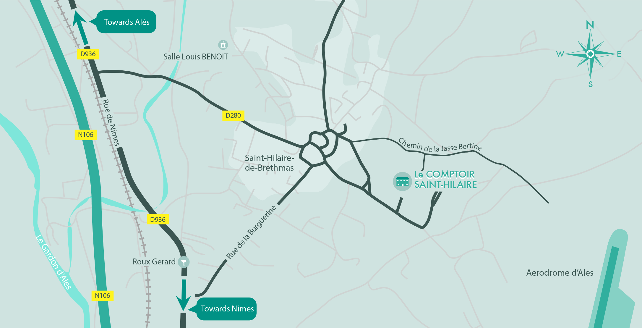 Map of Comptoir Saint-Hilaire and surrounding areas